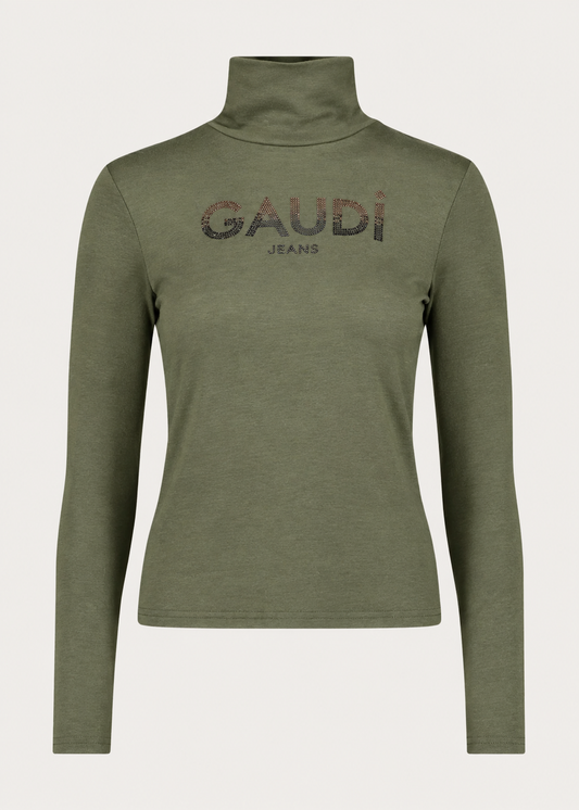 T-shirt da donna con collo dolcevita e logo