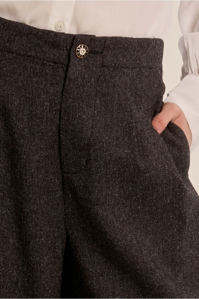 Pantaloni a vita alta, gamba larga