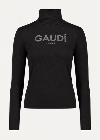 T-shirt da donna con collo dolcevita e logo
