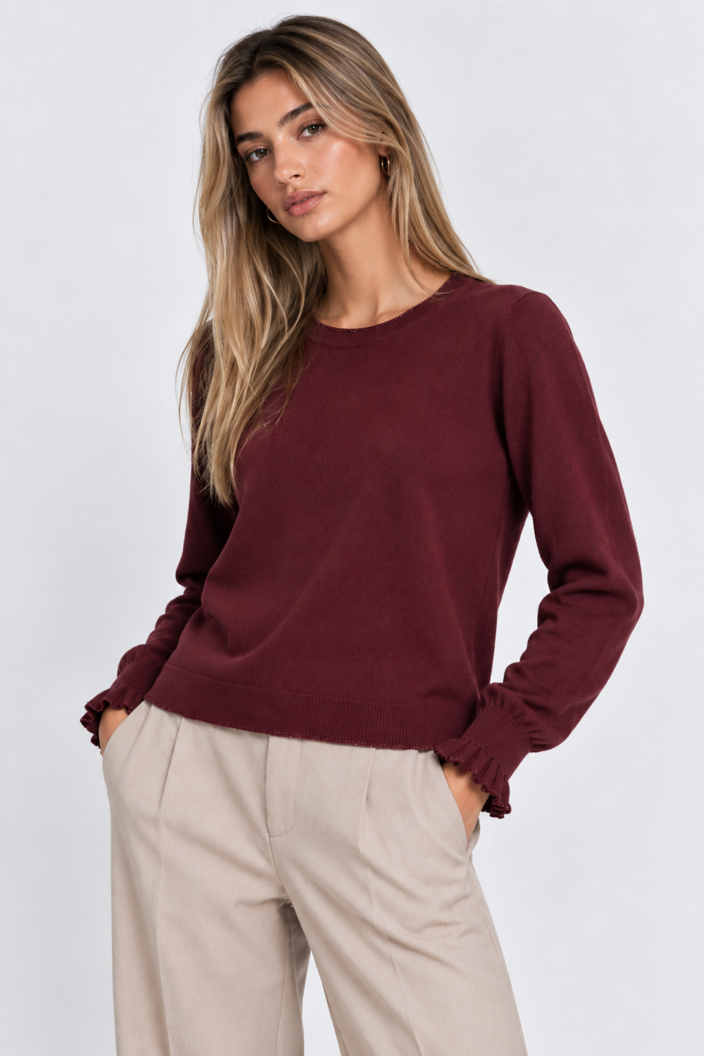 Maglioncino bordeaux con lurex