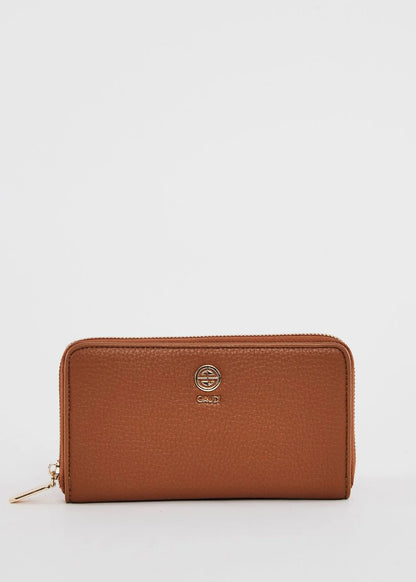 Portafoglio zip-around marrone in similpelle