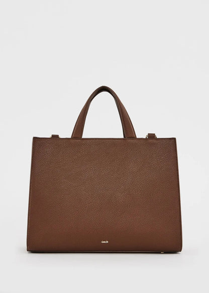 Shopping bag marrone con logo e tracolla
