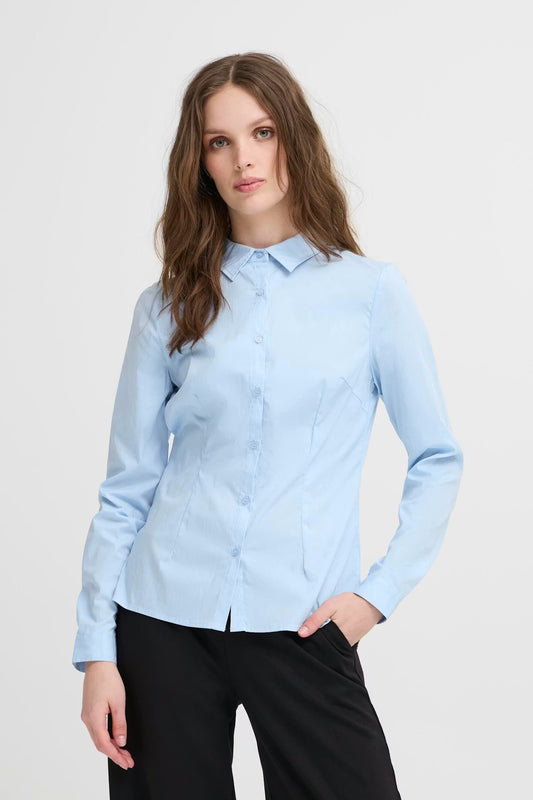 Camicia aderente azzurra