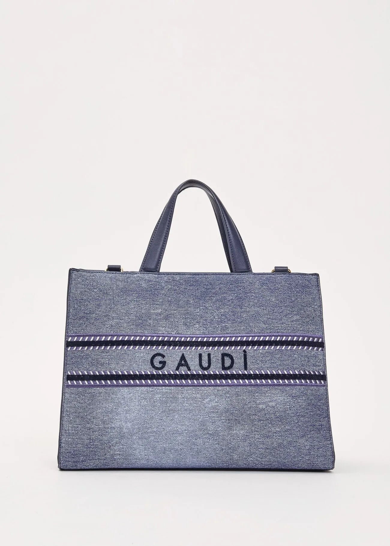 Shopping bag effetto denim con tracolla