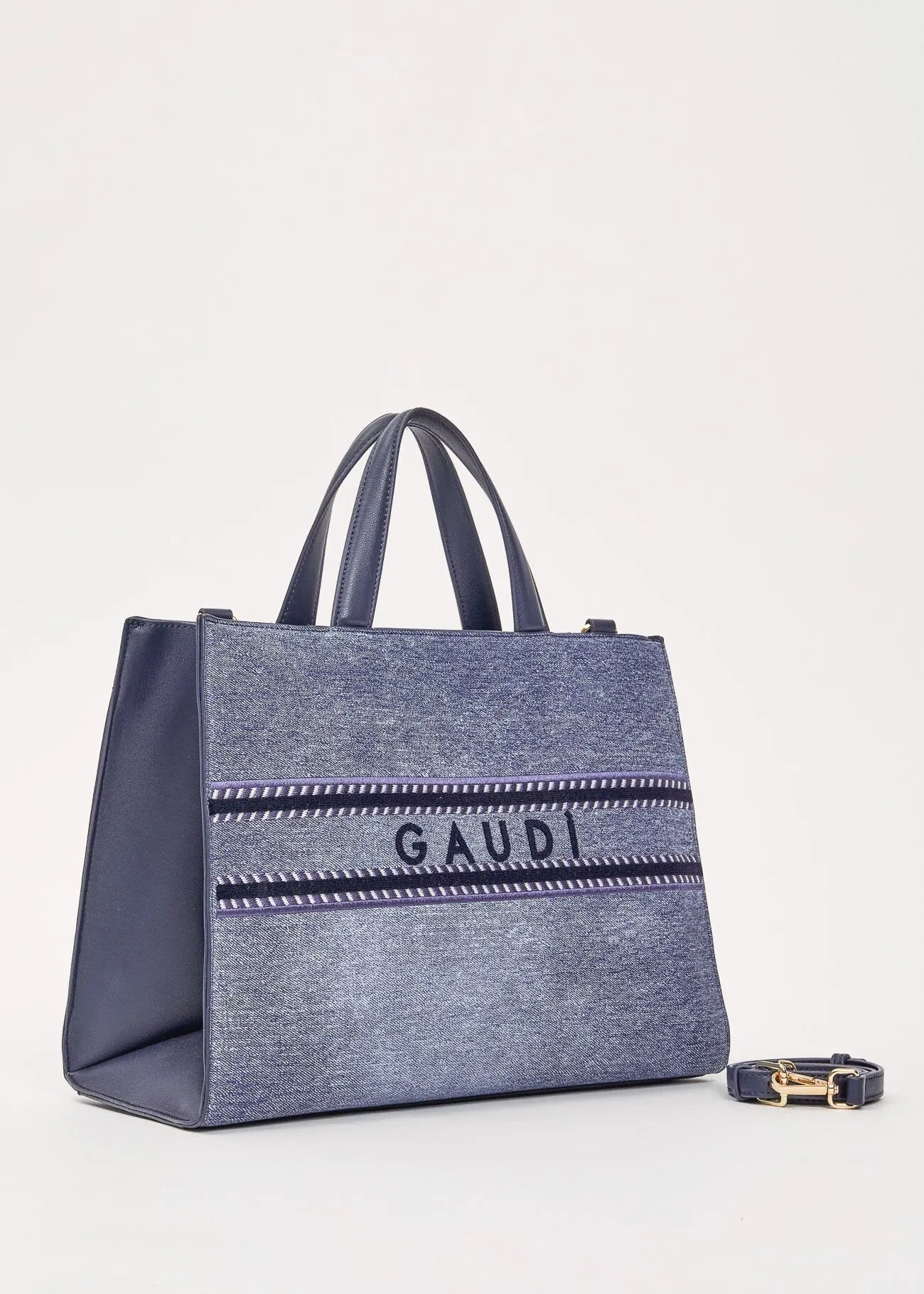 Shopping bag effetto denim con tracolla