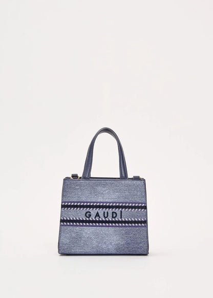 Shopping bag effetto denim con tracolla