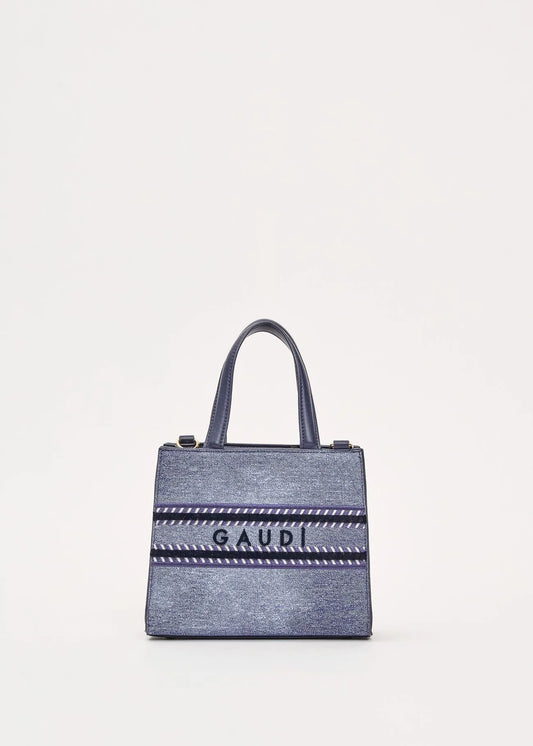Shopping bag effetto denim con tracolla