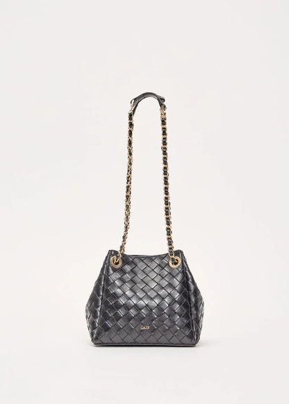 Borsa a secchiello nera intrecciata
