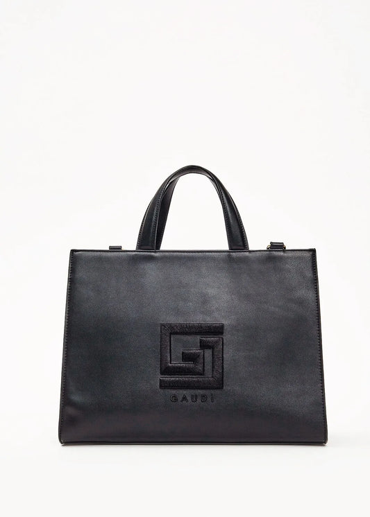 Shopping bag nera in similpelle