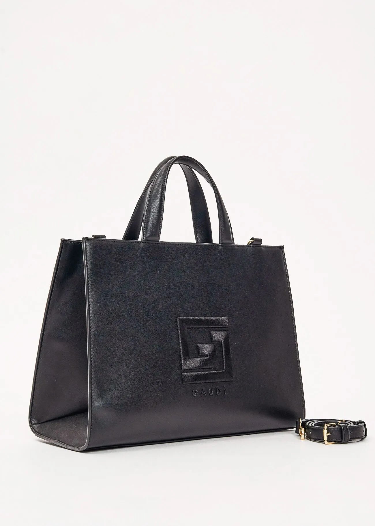 Shopping bag nera in similpelle