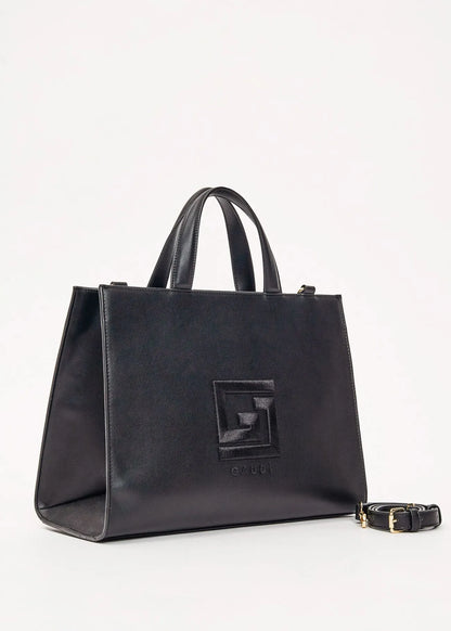Shopping bag nera in similpelle