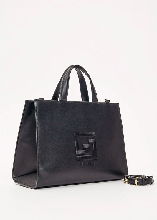 Shopping bag nera in similpelle