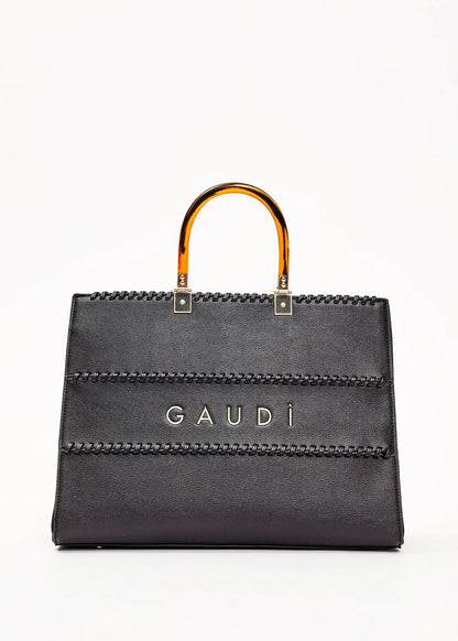 Shopping bag nera in similpelle