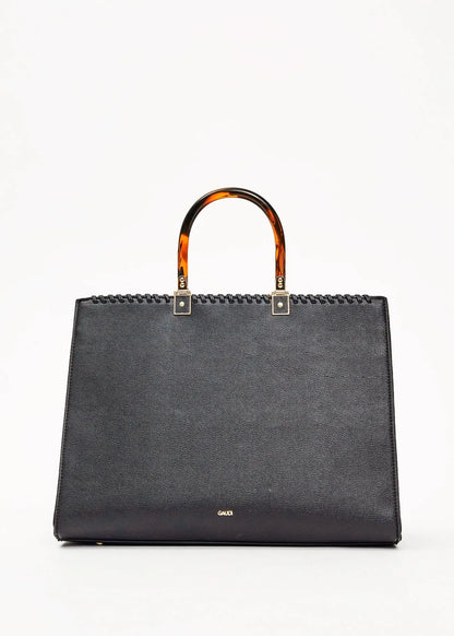 Shopping bag nera in similpelle