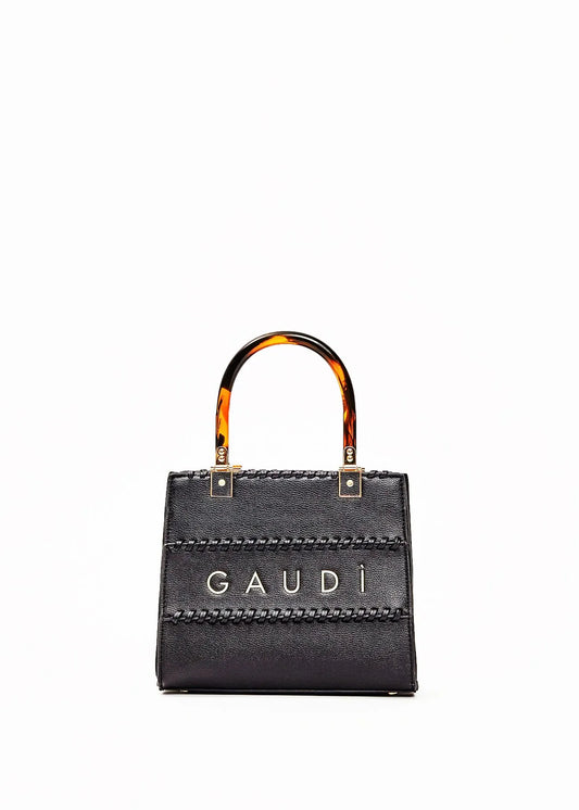 Shopping bag nera in similpelle