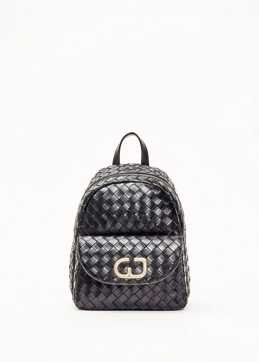Zaino nero in similpelle intrecciata