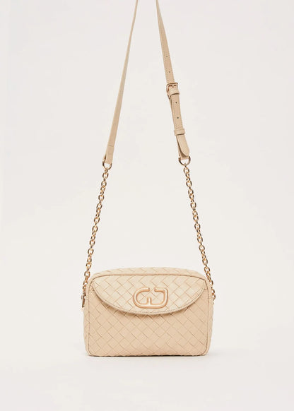 Borsa crossbody beige intrecciata