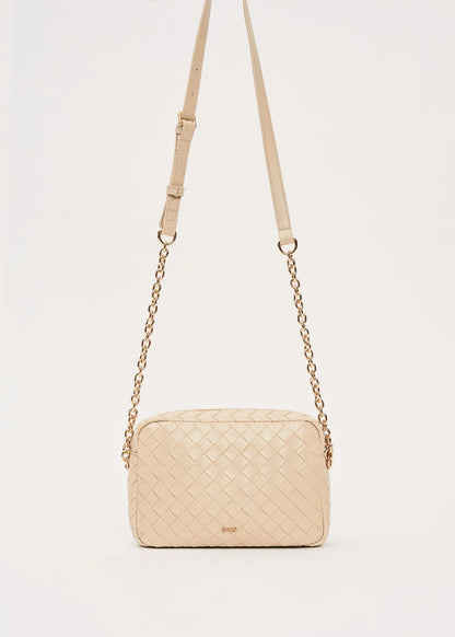 Borsa crossbody beige intrecciata