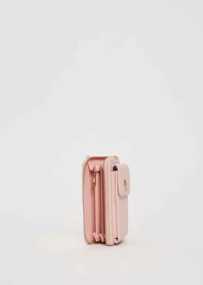 Portafoglio rosa con tracolla