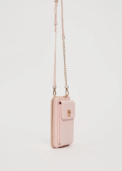 Portafoglio rosa con tracolla