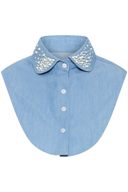 Colletto di jeans con perle
