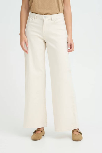Jeans panna a gamba larga
