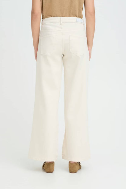 Jeans panna a gamba larga