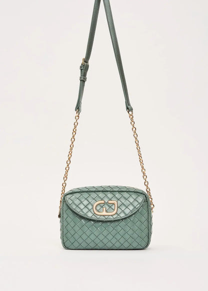 Borsa crossbody verde intrecciata