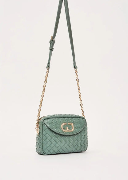 Borsa crossbody verde intrecciata