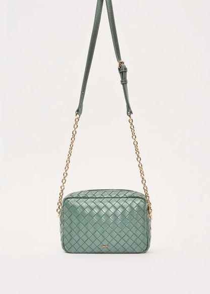 Borsa crossbody verde intrecciata