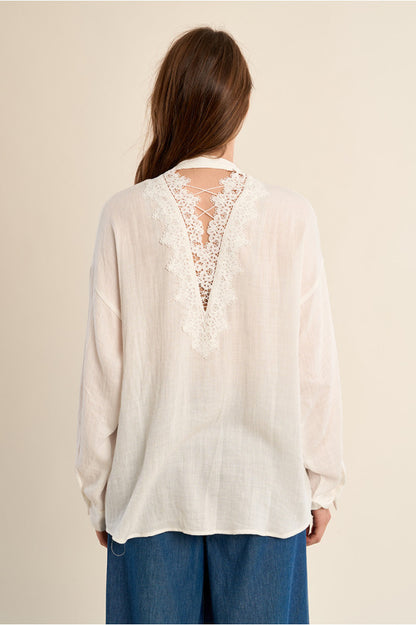 Camicia con colletto alla coreana