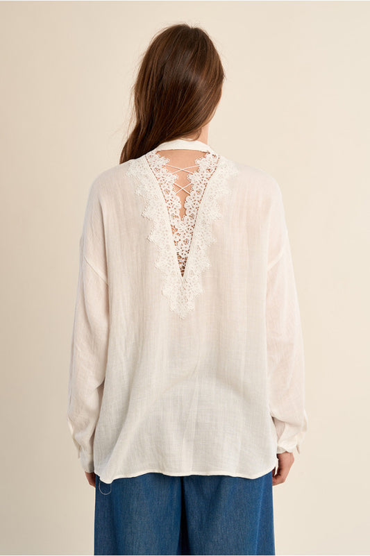 Camicia con colletto alla coreana
