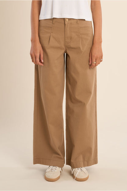 Jeans a vita alta cammello