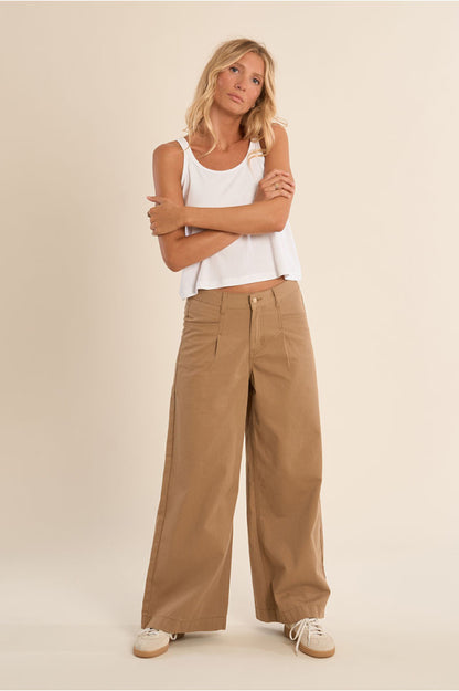 Jeans a vita alta cammello