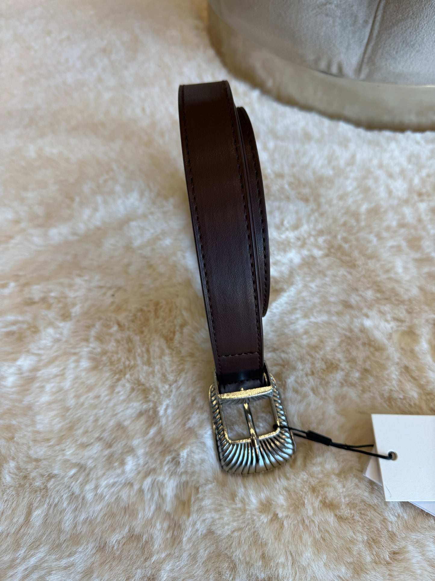 Cintura in ecopelle marrone