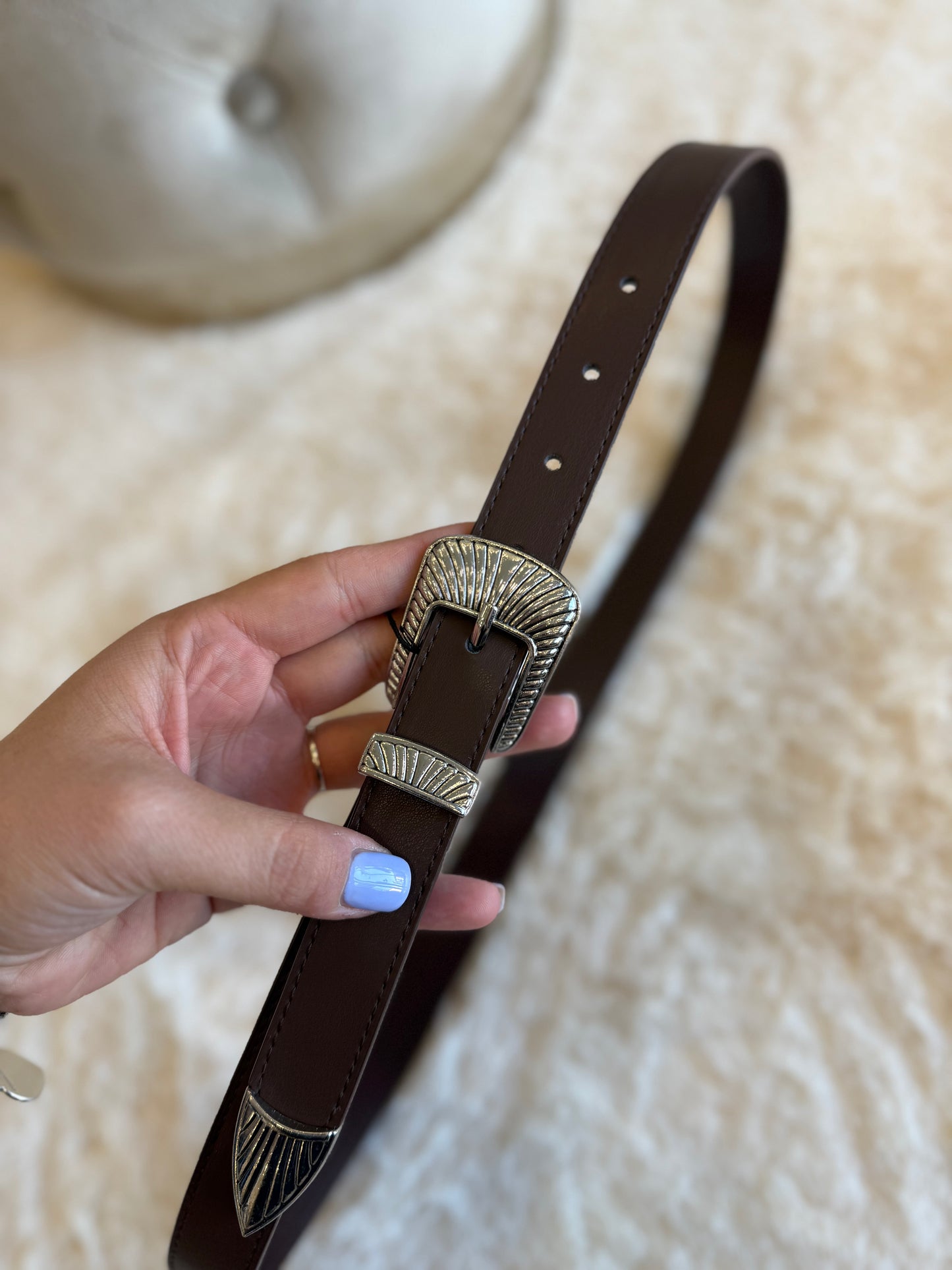 Cintura in ecopelle marrone