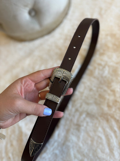 Cintura in ecopelle marrone