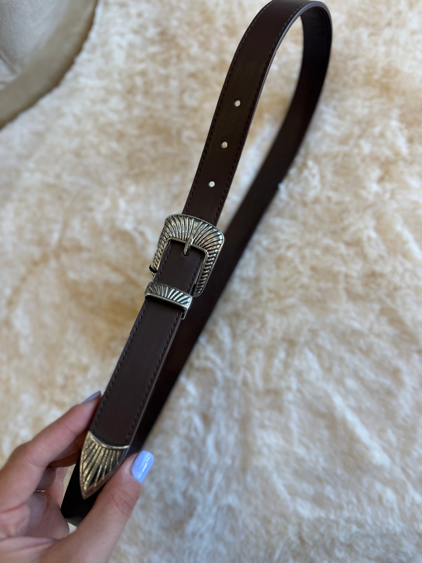 Cintura in ecopelle marrone