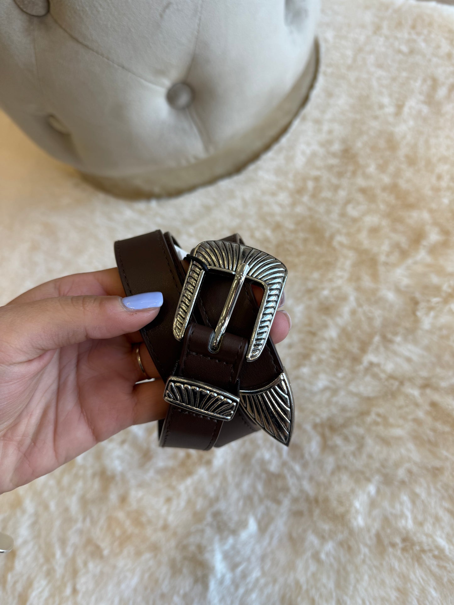 Cintura in ecopelle marrone