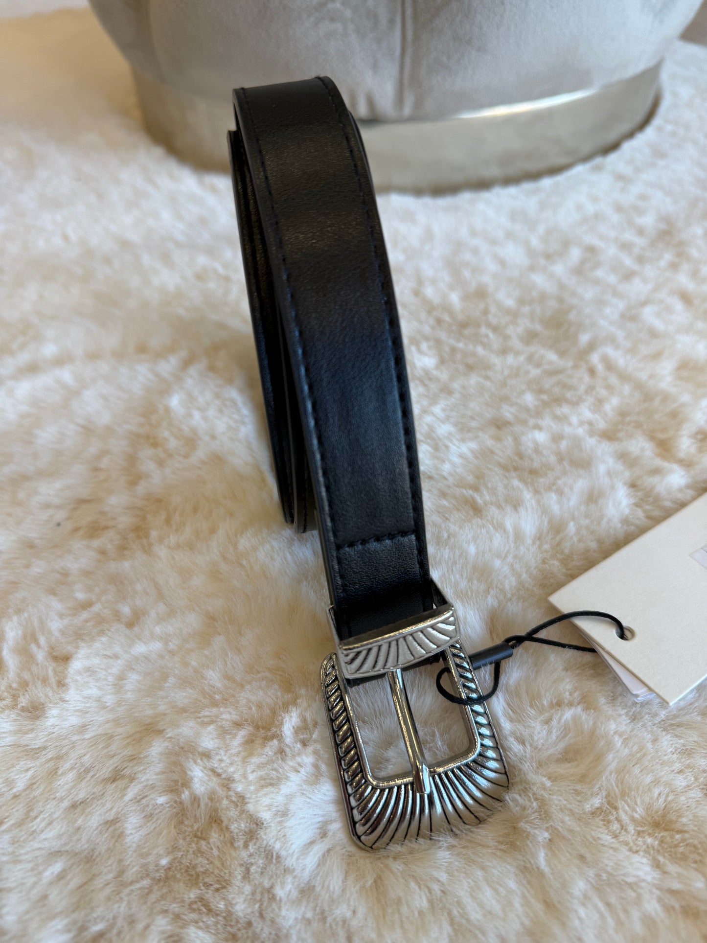 Cintura in ecopelle nera