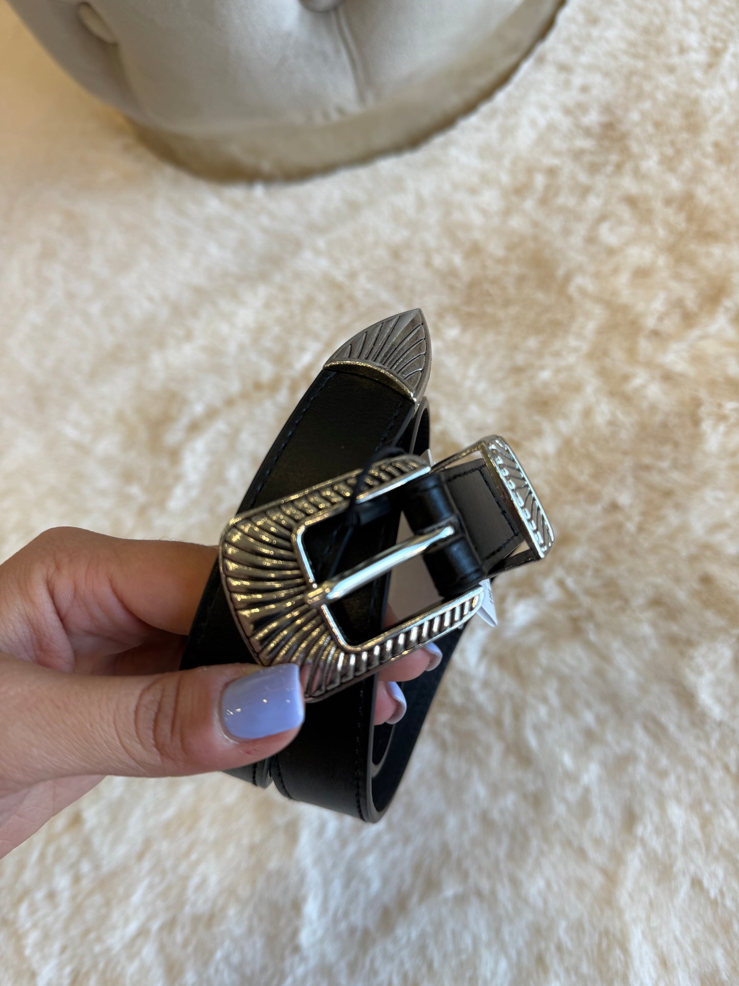 Cintura in ecopelle nera