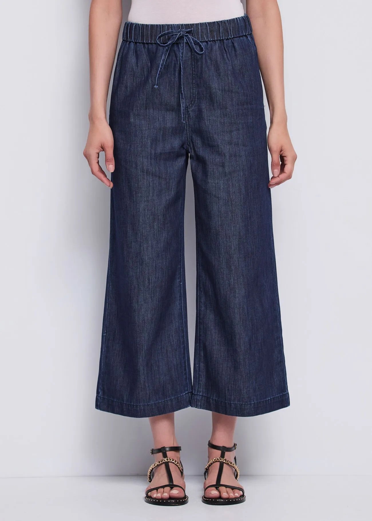 Jeans wide leg da donna con coulisse