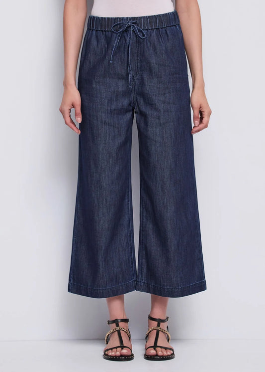Jeans wide leg da donna con coulisse