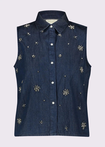 Camicia da donna in cotone con strass