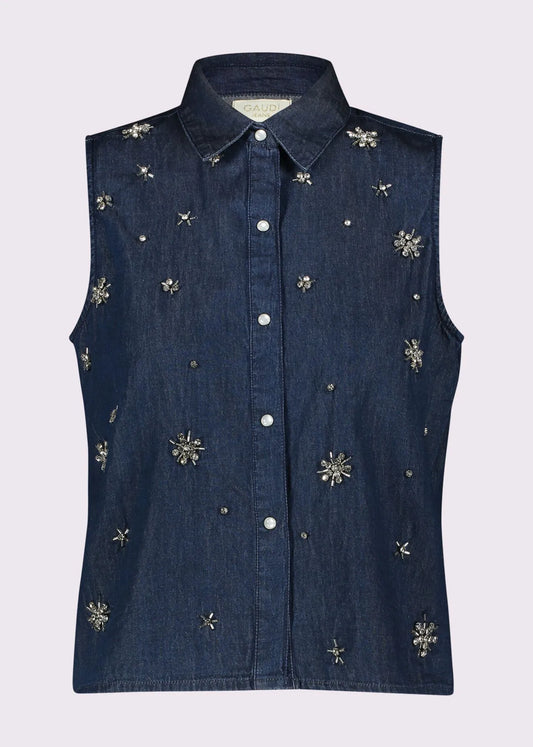 Camicia da donna in cotone con strass