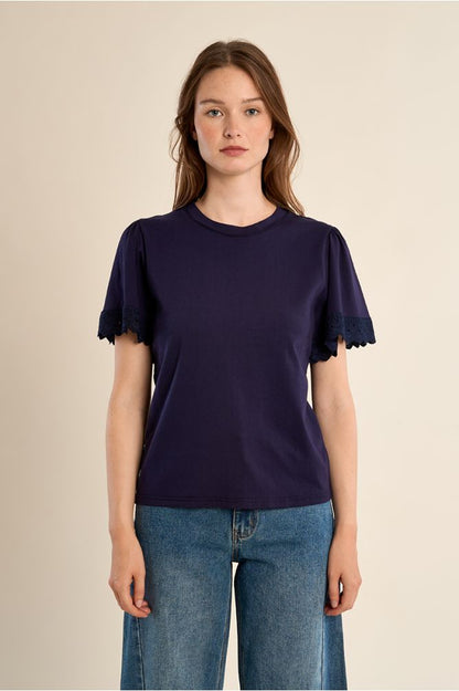 T-shirt oversize in cotone con maniche a volant