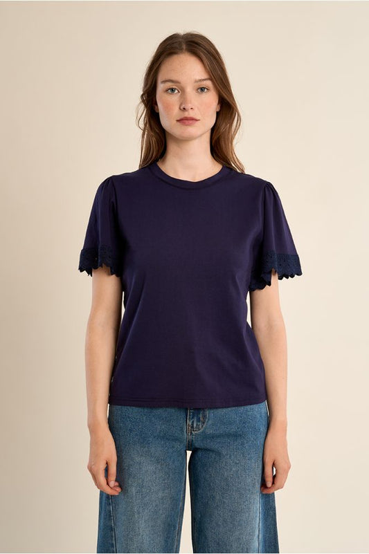 T-shirt oversize in cotone con maniche a volant