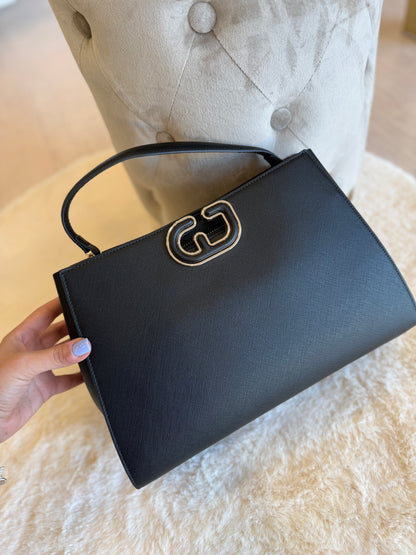 Borsa top handle nera in similpelle