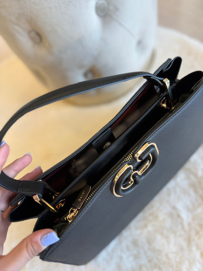 Borsa top handle nera in similpelle