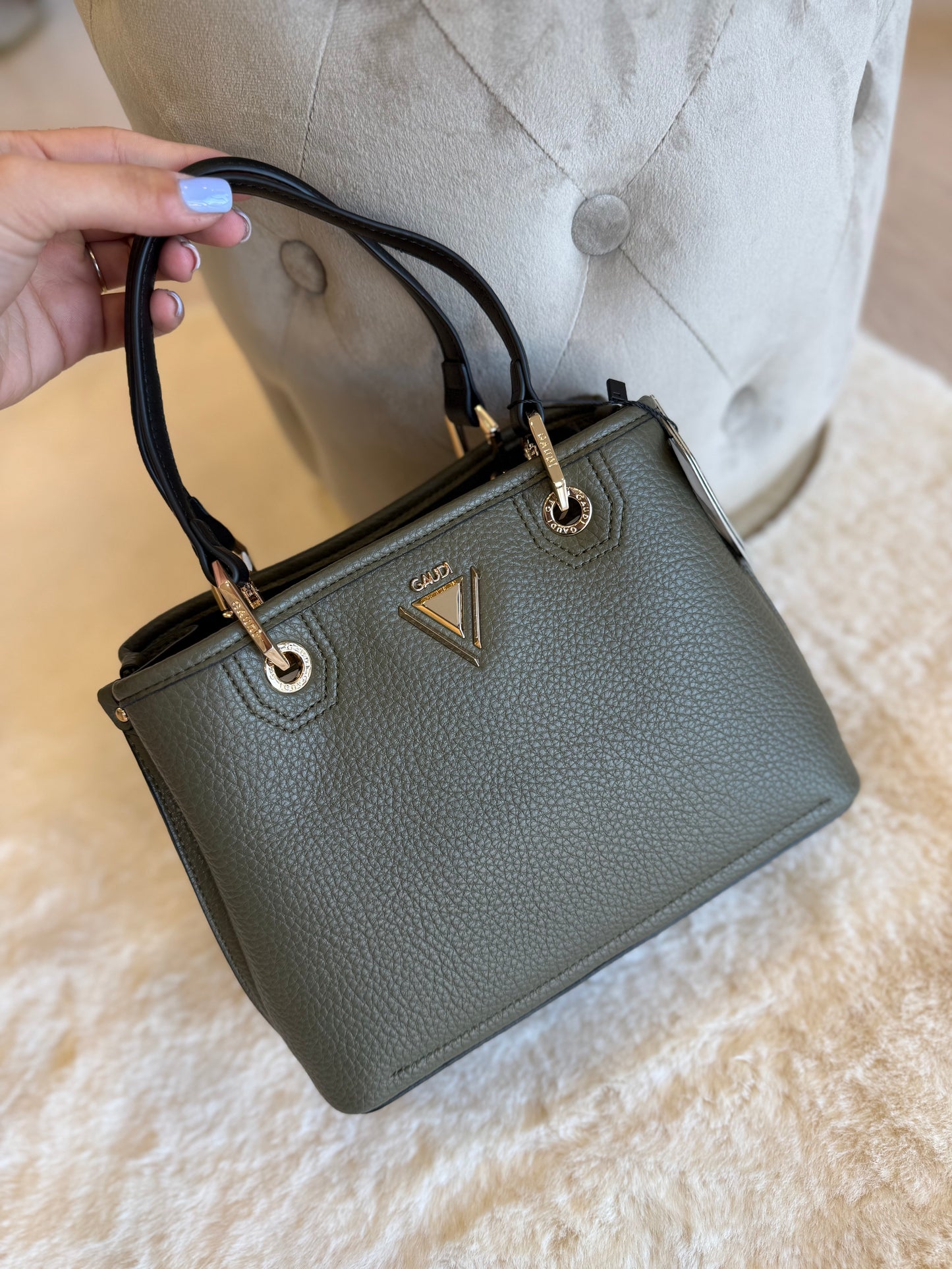 Borsa top handle verdone in similpelle